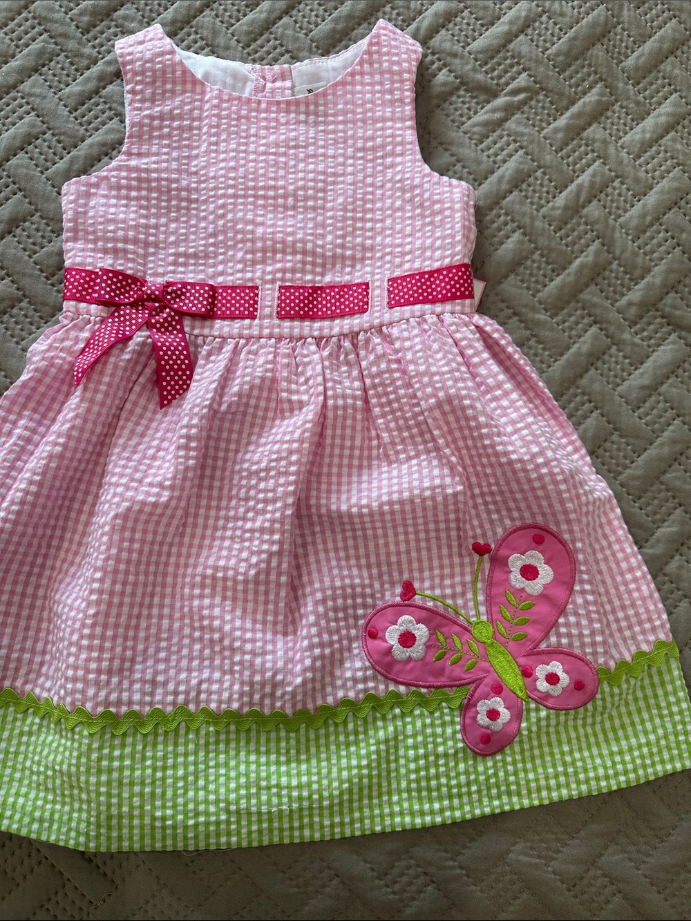Rare Editions Pink Seersucker Butterfly Dress for Kids